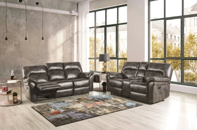 JOSIAS Loveseat, Dark Gray Leatherette