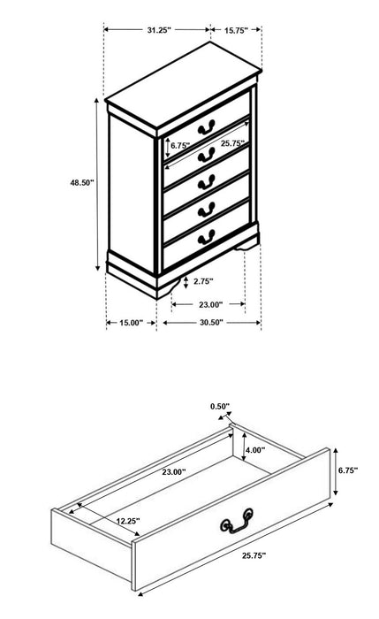 Louis Philippe 4 & 5 Piece Panel Bedroom Set with High Headboard E.king & Full - Jax Mattress (Jacksonville, FL)