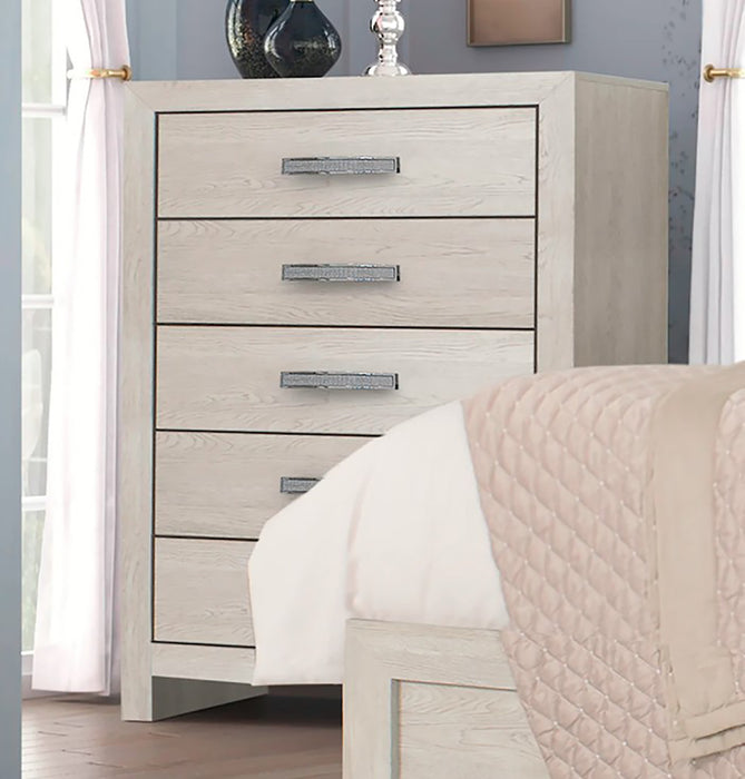 Crown Mark Furniture Jaylen 5 Drawer Chest in Gray