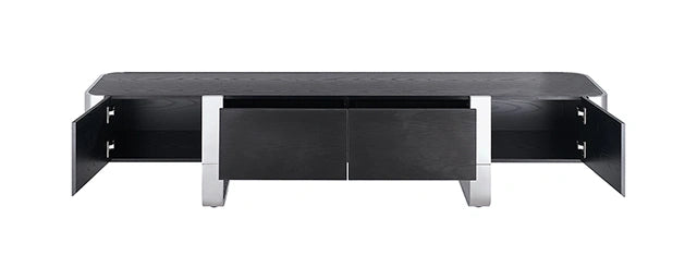 Leknes TV Stand Black w/ Silver Frame