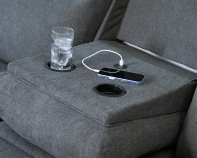 Side-Swipe Reclining Sofa with Drop Down Table - Jax Mattress (Jacksonville, FL)