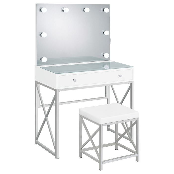Eliza Makeup Vanity Table with LED Mirror and Stool