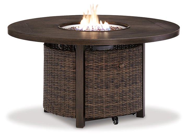Paradise Trail Paradise Trail Fire Pit Table with 4 Nuvella Swivel Lounge Chairs - Jax Mattress (Jacksonville, FL)