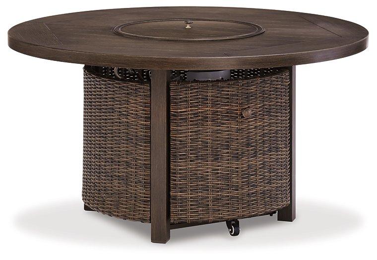 Paradise Trail Paradise Trail Fire Pit Table with 4 Nuvella Swivel Lounge Chairs - Jax Mattress (Jacksonville, FL)