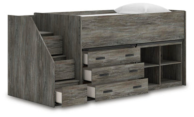 Frandern Loft Bed with Bookcase and Drawer Storage - Jax Mattress (Jacksonville, FL)