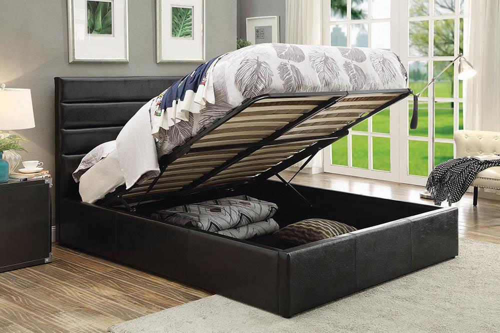 Riverbend Queen Upholstered Storage Bed Black