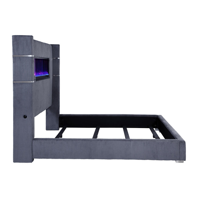 Tisdall California King, E.King & Queen Bed Grey, Black & Queen