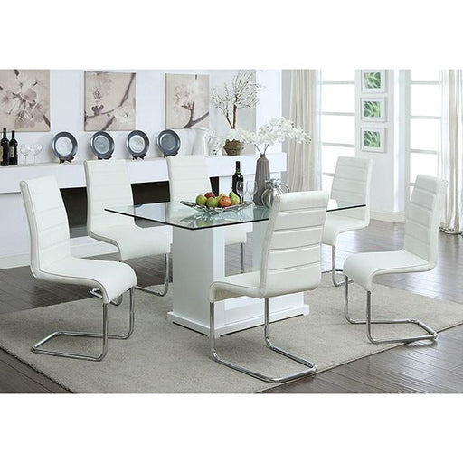 Eva White/Clear Dining Table - Jax Mattress (Jacksonville, FL)