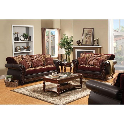 Franklin Burgundy/Espresso Sofa, Burgundy - Jax Mattress (Jacksonville, FL)