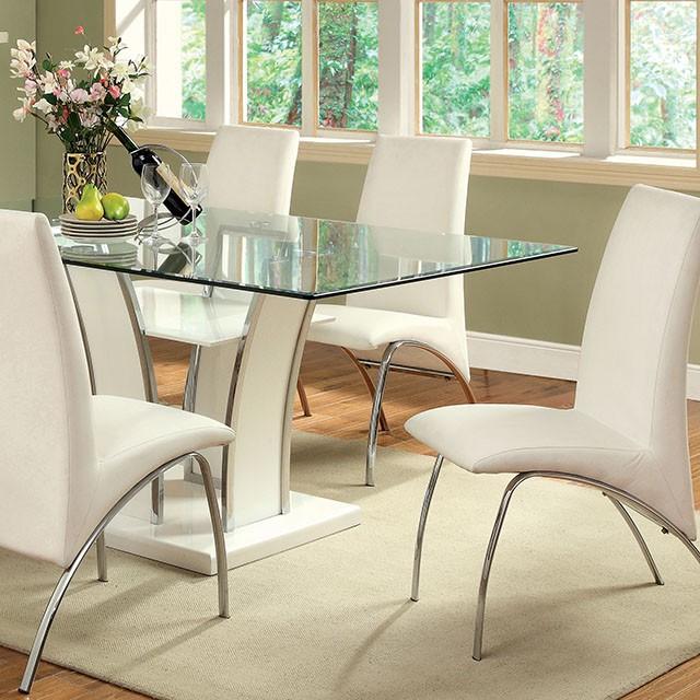 Glenview White/Chrome Dining Table - Jax Mattress (Jacksonville, FL)