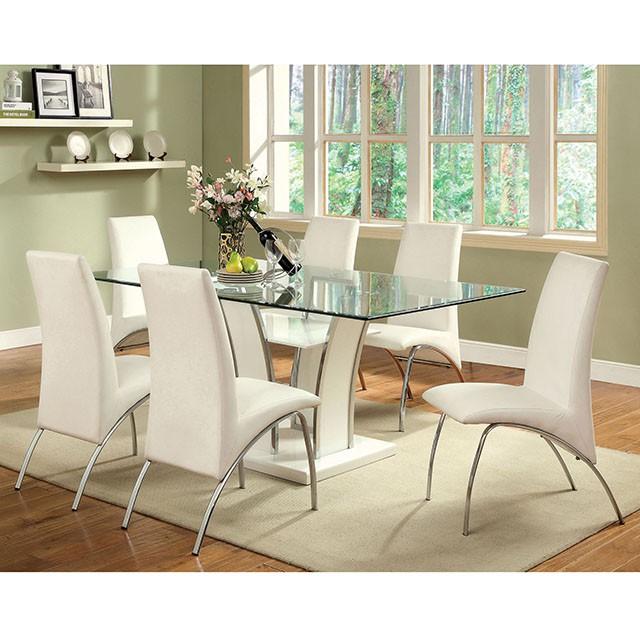 Glenview White/Chrome Dining Table - Jax Mattress (Jacksonville, FL)