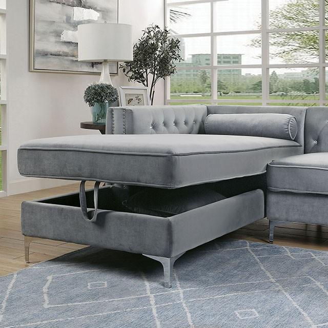 Amie Glam Gray Sectional w/Storage