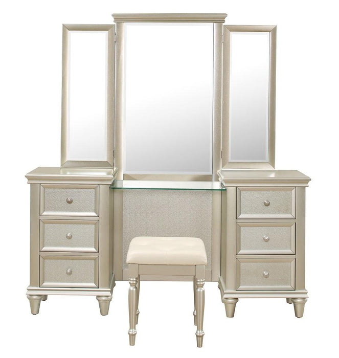 Celandine Vanity Dresser with Mirror in Silver 1928-15*