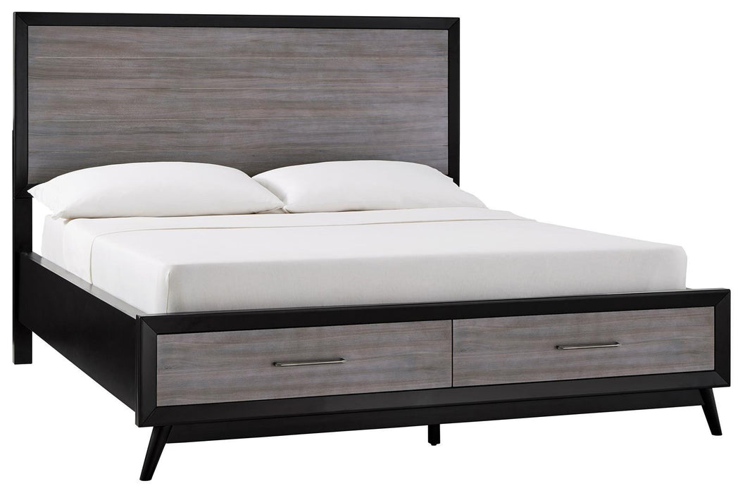 Raku Queen Storage Platform Bed in Gray 1711-1