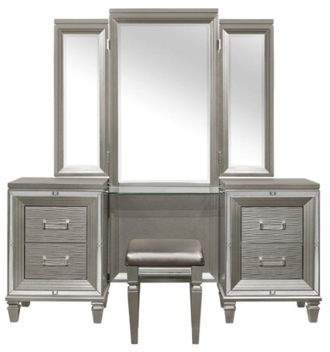 Tamsin 3pcs Vanity Dresser with Mirror in Silver Grey Metallic 1616-15