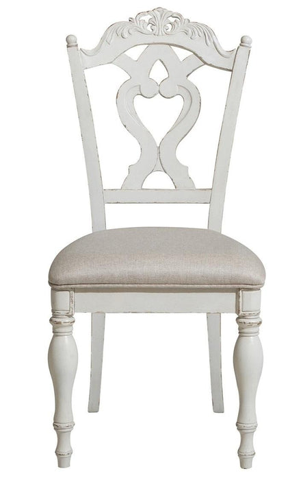 Cinderella Chair in Antique White with Grey Rub-Through 1386NW-11C