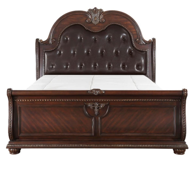 Cavalier Queen Sleigh Bed in Dark Cherry 1757-1* - Jax Mattress (Jacksonville, FL)