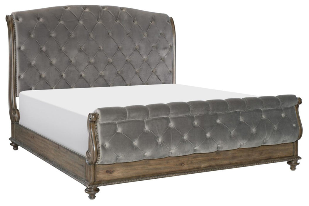 Rachelle Queen Sleigh Bed in Weathered Pecan 1693-1*