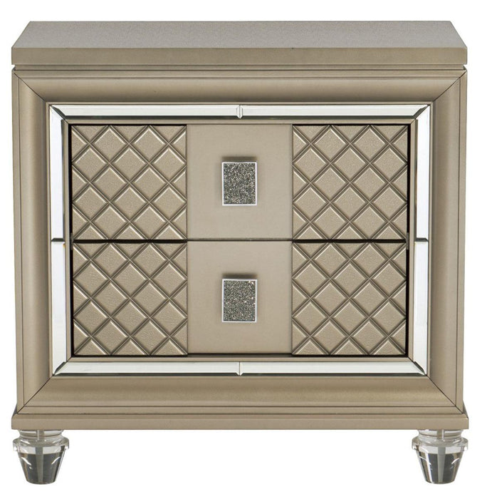 Loudon 2 Drawer Nightstand in Champagne Metallic 1515-4