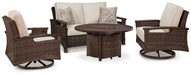 Paradise Trail Outdoor Loveseat, Lounge Chairs and Fire Pit Table - Jax Mattress (Jacksonville, FL)