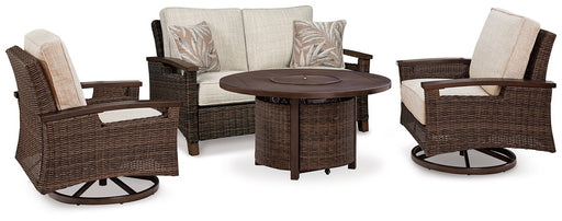 Paradise Trail Outdoor Loveseat, Lounge Chairs and Fire Pit Table - Jax Mattress (Jacksonville, FL)