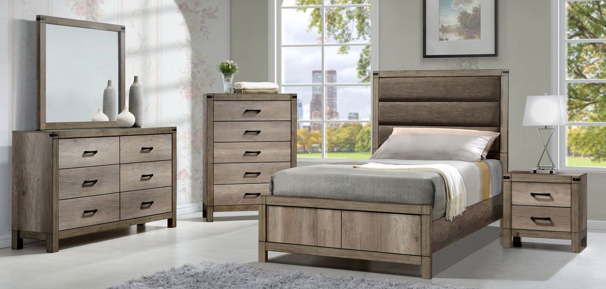 Crown Mark Furniture Matteo Twin Bed in Melamine