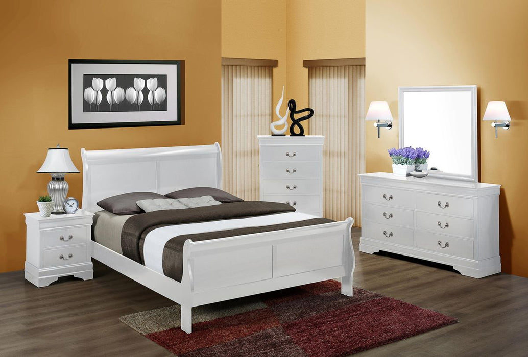 Crown Mark Louis Philip Full Sleigh Bed in White