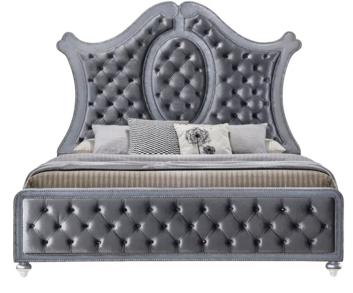 Crown Mark Furniture Voltare Queen Bed in Dark Grey