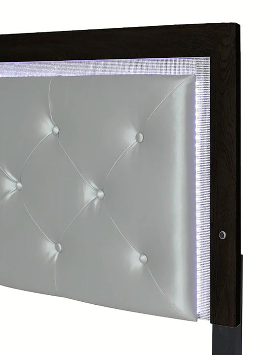 Crown Mark Furniture Jaylen King Upholstered Panel Bed in Black