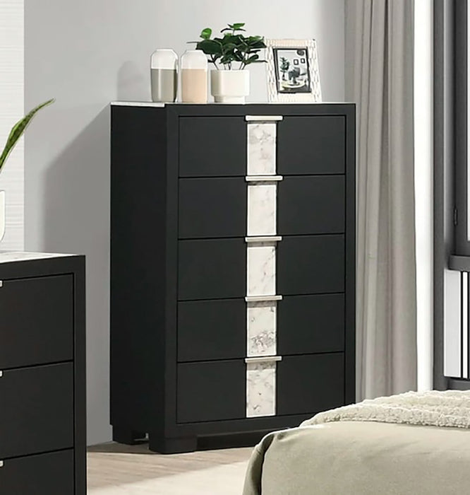 Crown Mark Furniture Rangley 5 Drawer Chest in Black