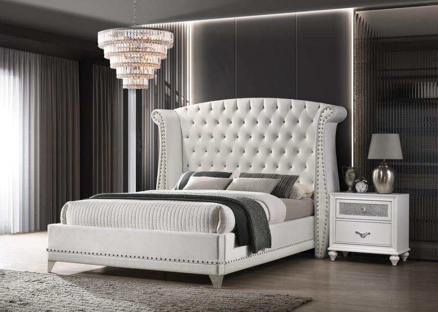 Barzini White Upholstery Bed